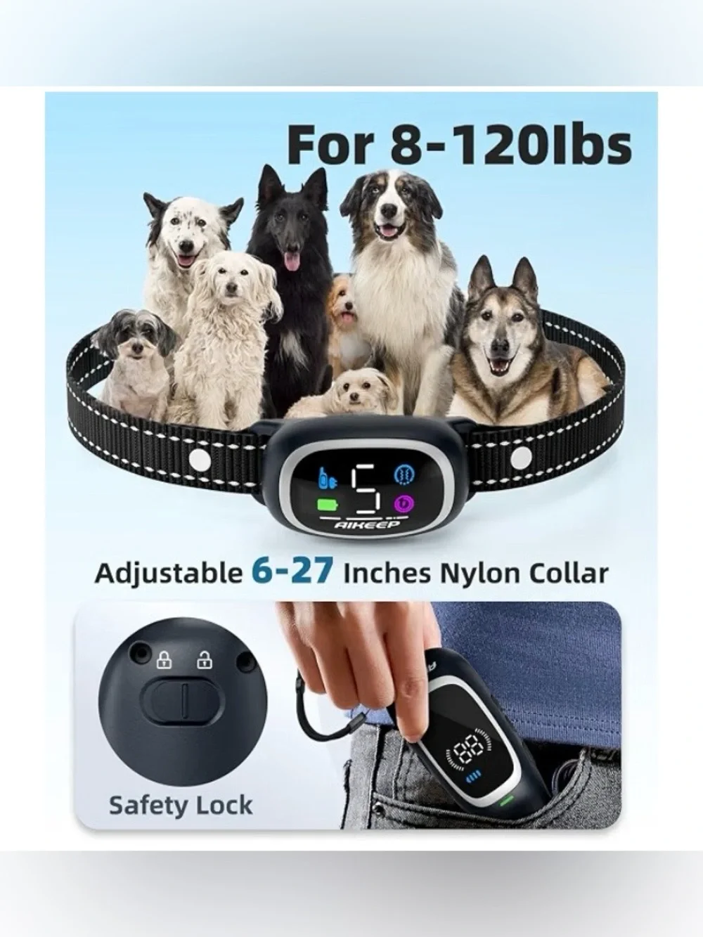 2-in-1 Dog Shock Collar &Bark Collar for Dogs ,3300FT Dog Training, SEALED BOX